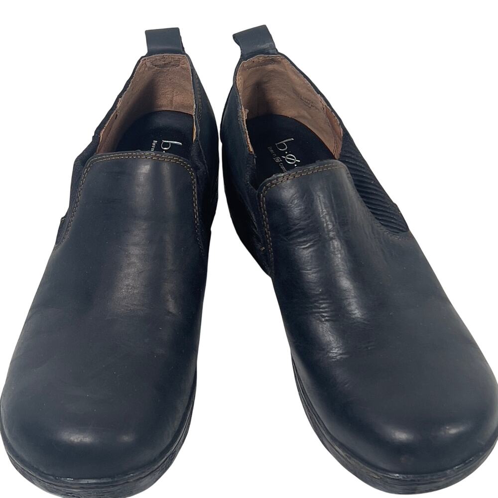 B.O.C Born Concept Stefana Black Wedge Slip-on Clogs Women's 11 Leather Shoe